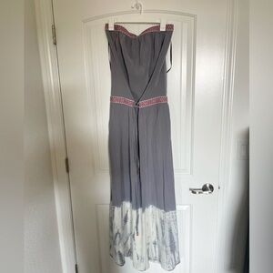 Gypsy 05 gray tie dye 100 % silk boho maxi dress size medium NWT